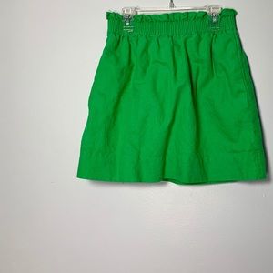 J. Crew Green Mini Skirt w/ Ruffled Top